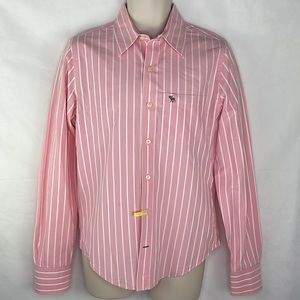 Abercrombie & Fitch Muscle Fit Pink & White Stripe Shirt